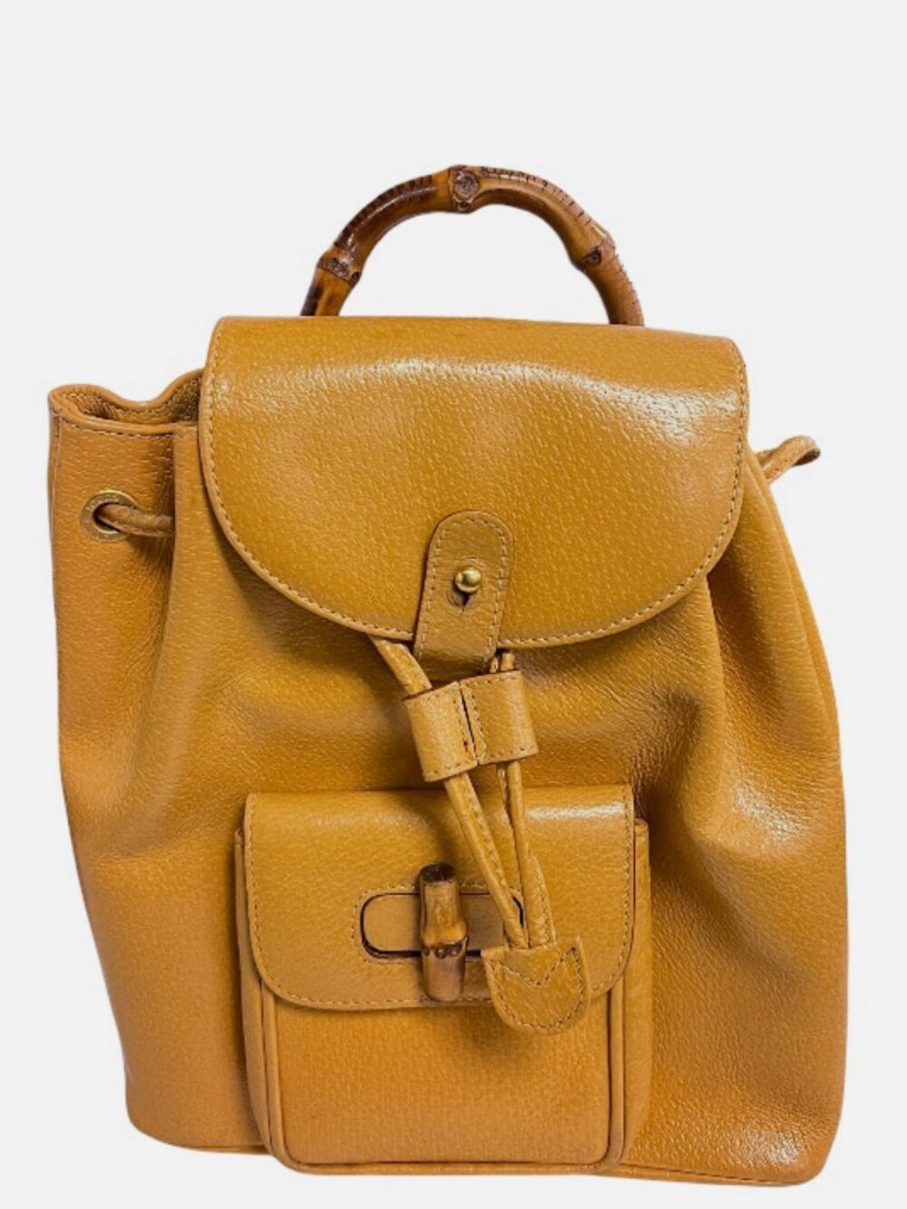 Gucci Women's Brown Bamboo Calfskin Leather Backpack Bag